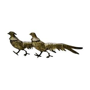 Mid-Century Silverplate Pair of 11" Vintage Figurines Pheasants-Stunning